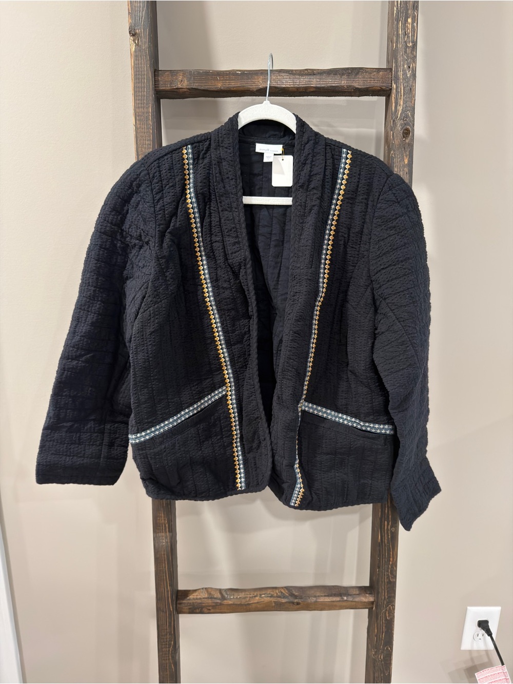 Pure Jill Elements Seersucker Black Quilted Jacket